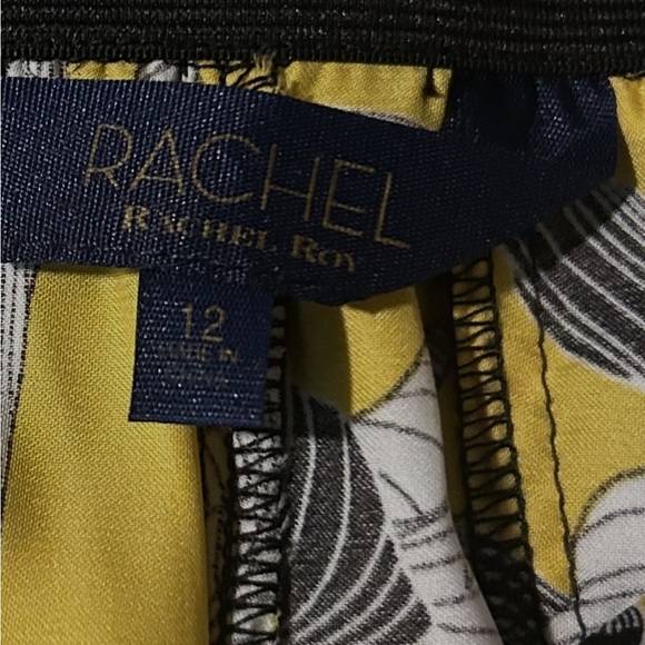 RACHEL Rachel Roy Floral Wide-Leg Pants High Rise Elastic Waist Size 12 - Picture 8 of 9